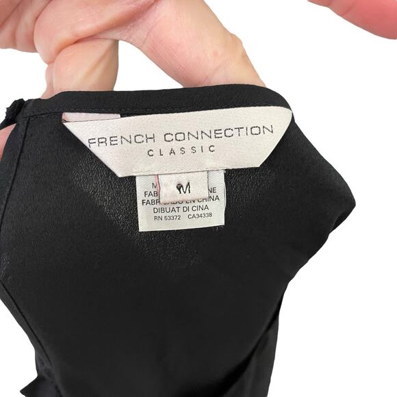 French Connection Medium Blouse Dolman Cap Sleeve Solid Black Top Shirt - Picture 2 of 8